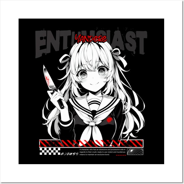 Yandere Enthusiast - Aesthetic streetwear crazy anime girl Wall Art by Asiadesign